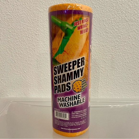 NEW Sweeper Shammy Pads Reusable 15 Sheets Scrubbing Dots Washable Yellow. - Picture 2 of 8